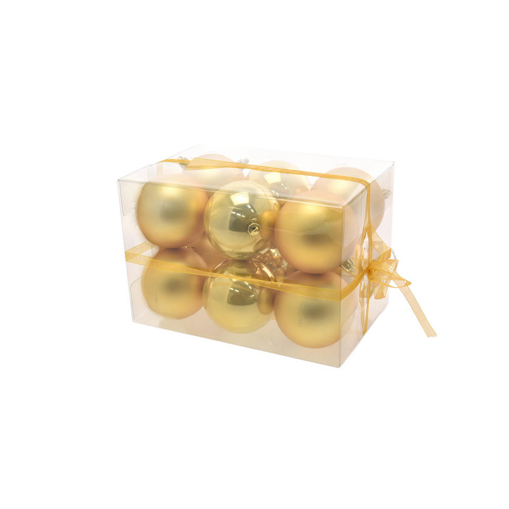 Box Palline di Natale Oro Opaco Perlato 12 Pz 8 cm