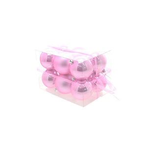 Box Palline di Natale Rosa Opaco Perlato 12 Pz 8 cm