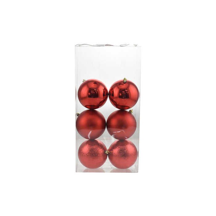 Box Palline di Natale Rosso Lucido e Opaco 6 Pz 10 cm