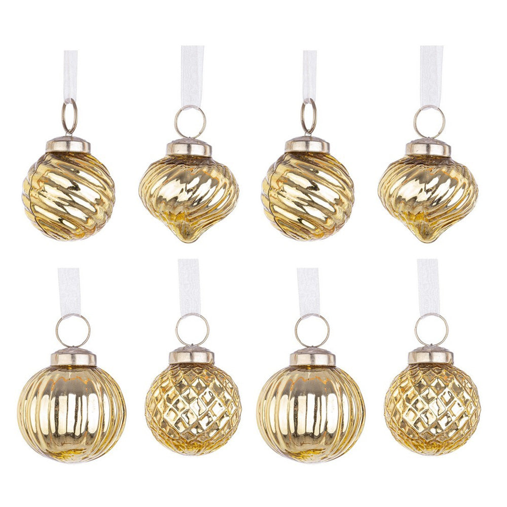 Palline di Natale in Vetro da 5 cm Classiche Set 8 Pz Colore: Oro