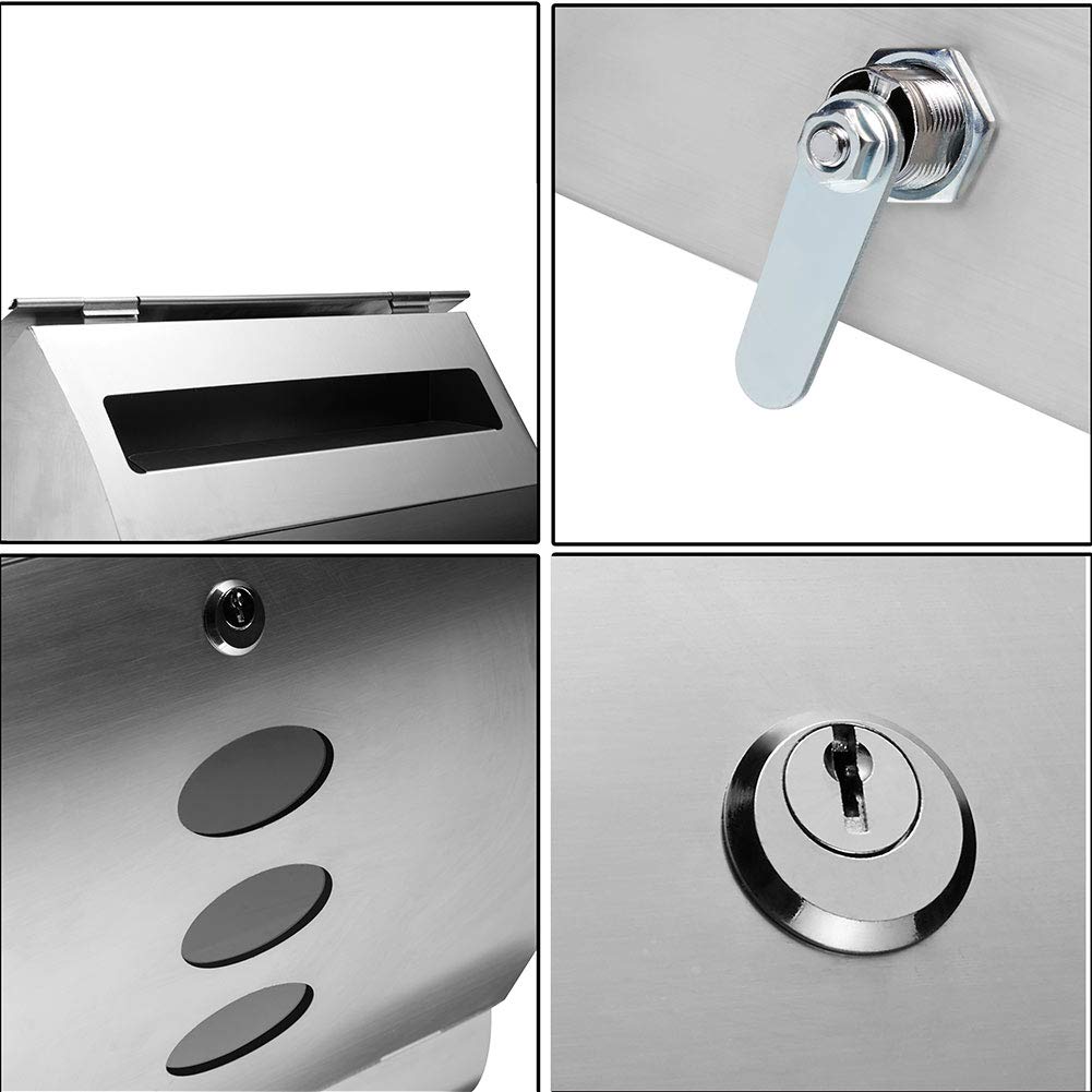 Cassetta Porta Posta Acciaio Inox Antiruggine 40x30x12 cm 2Chiavi Porta Riviste