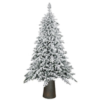 Albero di Natale Macao Innevato 210 cm Base Resina Tronco 2037 Rami Foltissimo