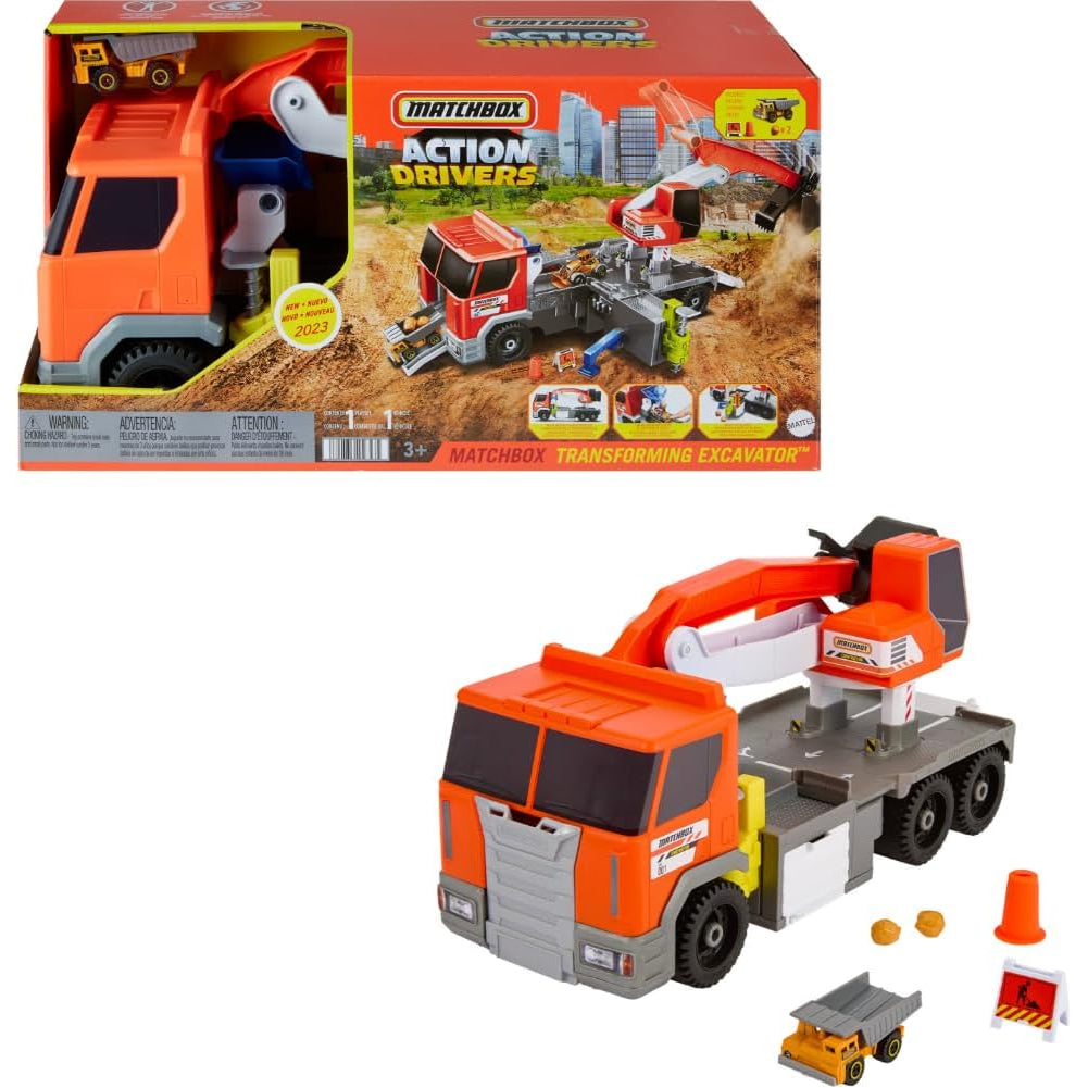 Matchbox Action Drivers Escavatore Trasformabile Playset con Veicolo Truck