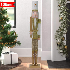 Soldato Schiaccianoci di Natale in Legno 106cm Decorazioni Addobbo Natalizio Oro