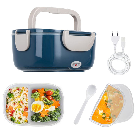 Scaldavivande Porta Pranzo Termico Elettrico Ricaricabile Portatile con Accessori Blu