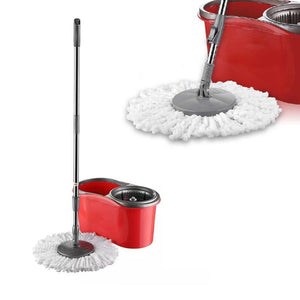 Set di Mocio e Secchio Spin 360° Manico Allungabile Acciaio Mop Microfibra Lava&Asciuga