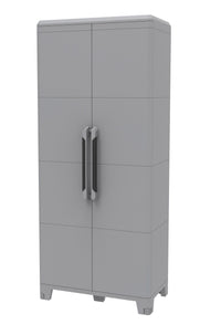 Armadio Portascope Modulare da Esterno 78x43,6x184,4 cm 2 Ante 3 Ripiani in Polipropilene Transforming Grigio e Nero