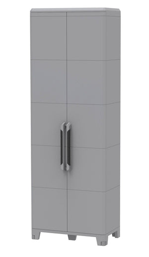 Armadio Portascope Modulare da Esterno 78x43,6x225,8 cm 2 Ante 5 Ripiani in Polipropilene Transforming Grigio e Nero