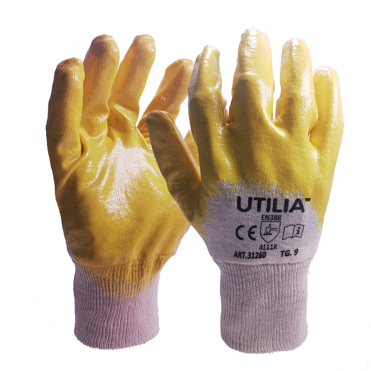 Utilia guanti in nitrile/cotone col. giallo tg. 9 (12 paia) - Utilia