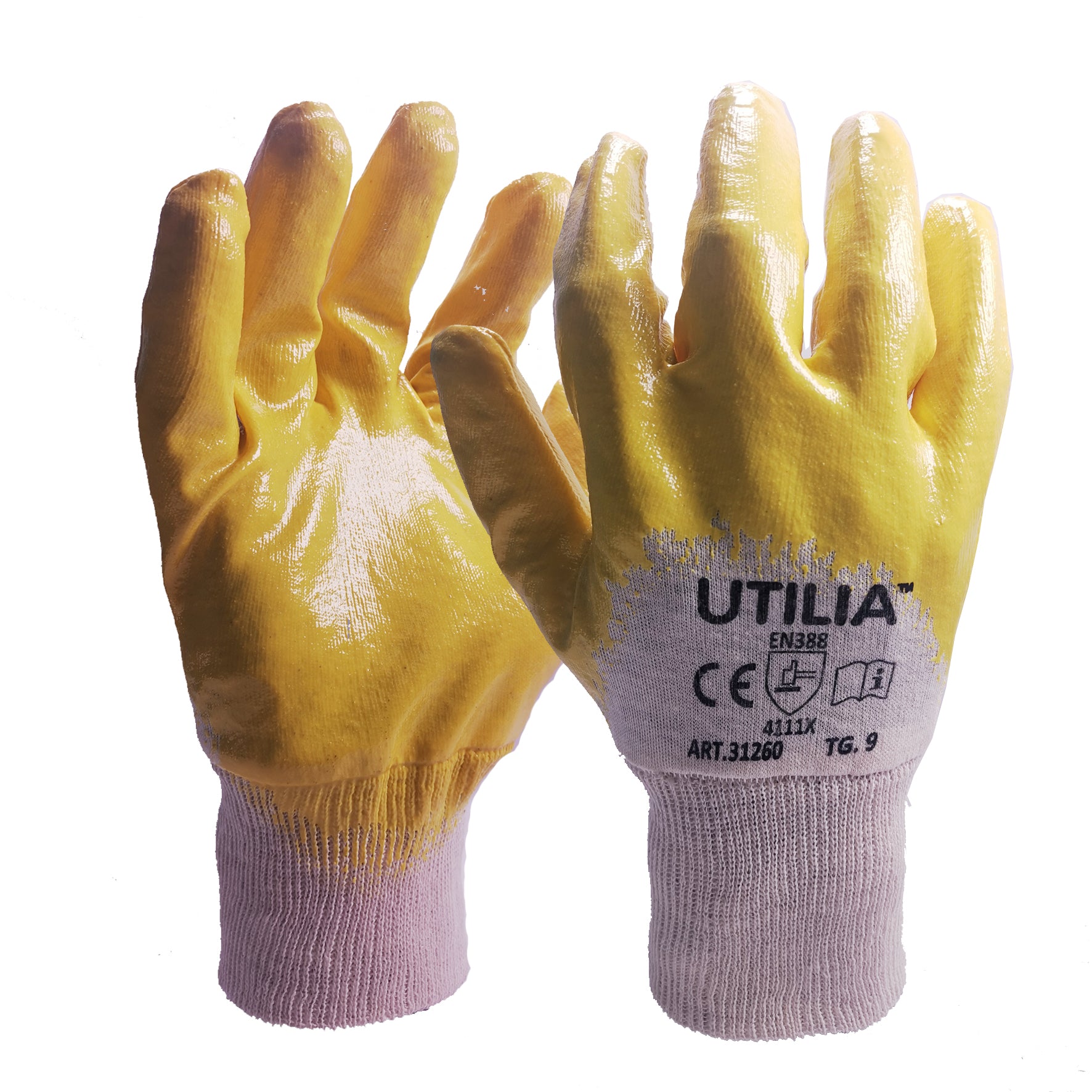 Utilia guanti in nitrile/cotone col. giallo tg.10 (12 paia) - Utilia