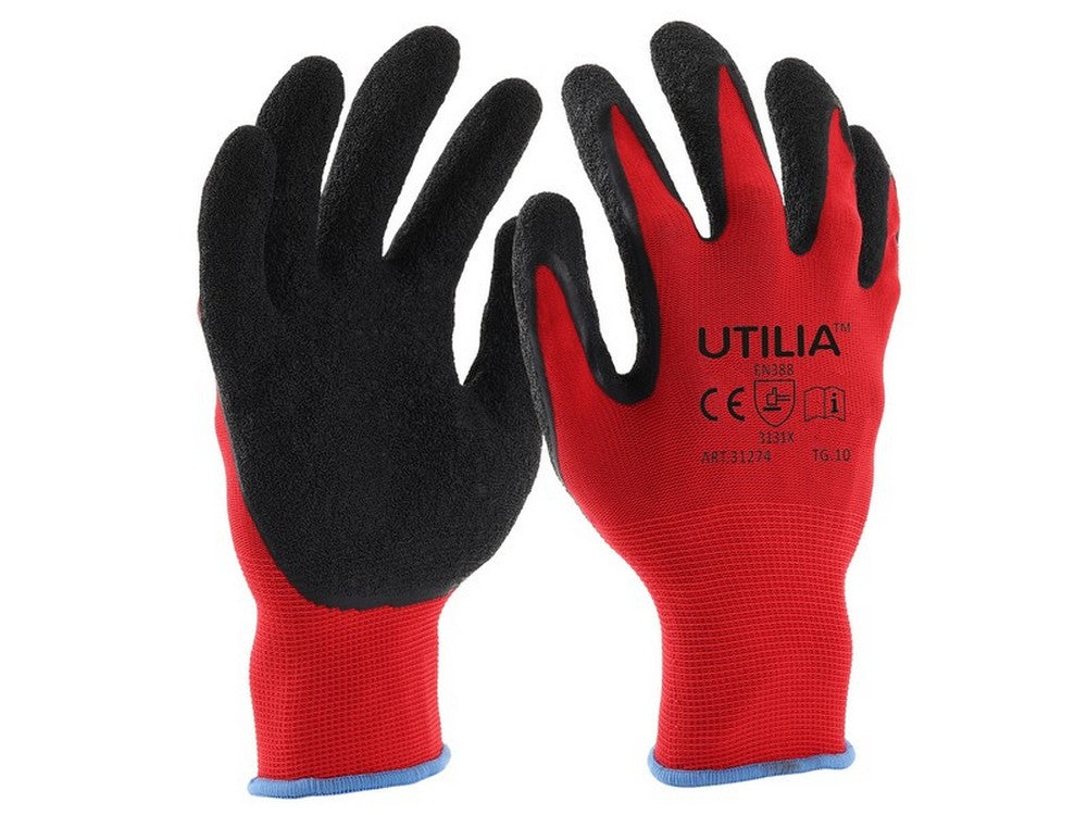 12paia guanti in lattice/nylon col. rosso/nero tg. 8 vit31272