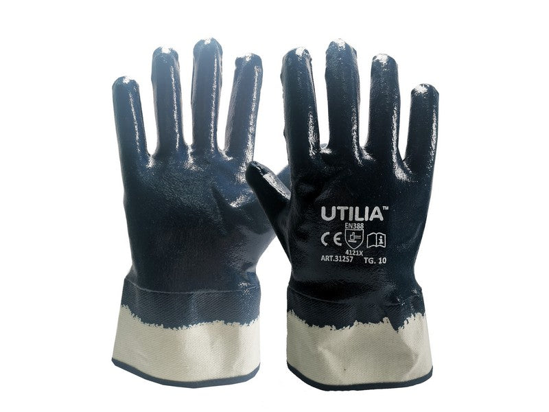 Utilia guanti n.b.r. con manicotto col. blu tg. 10 (12 paia) - Utilia