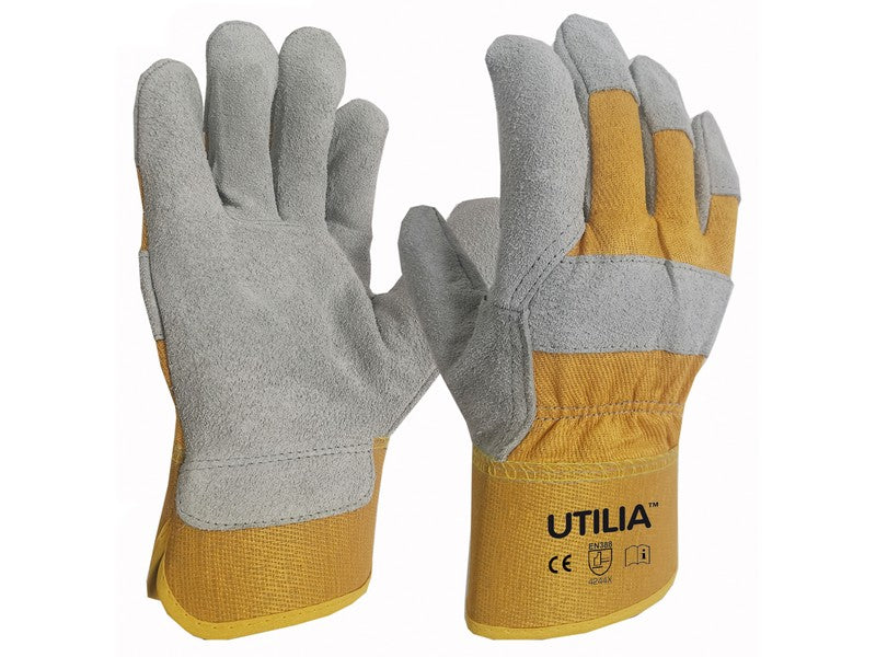 Utilia guanti in pelle crosta bovina  tg. 11 dorso giallo (12 paia) - Utilia