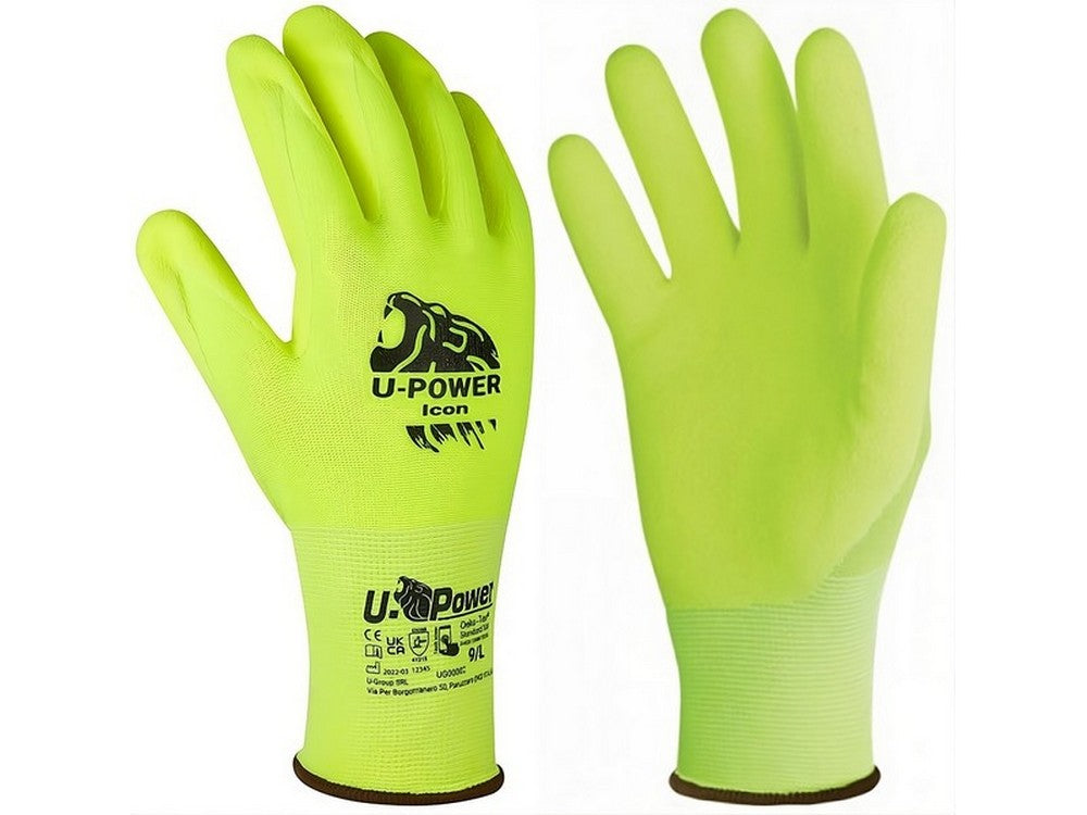 12paia guanti da lavoro icon in nylon/nitrile col. giallo fluo tg. 10 cod:ferx.vit54868