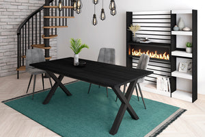 Tavolo da pranzo 10 posti 194x90 cm con gambe in legno stile moderno colore Nero