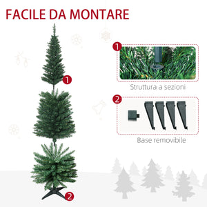 Albero di natale Slim 180 cm base in plastica 390 Rami Artificiale Realistico Verde