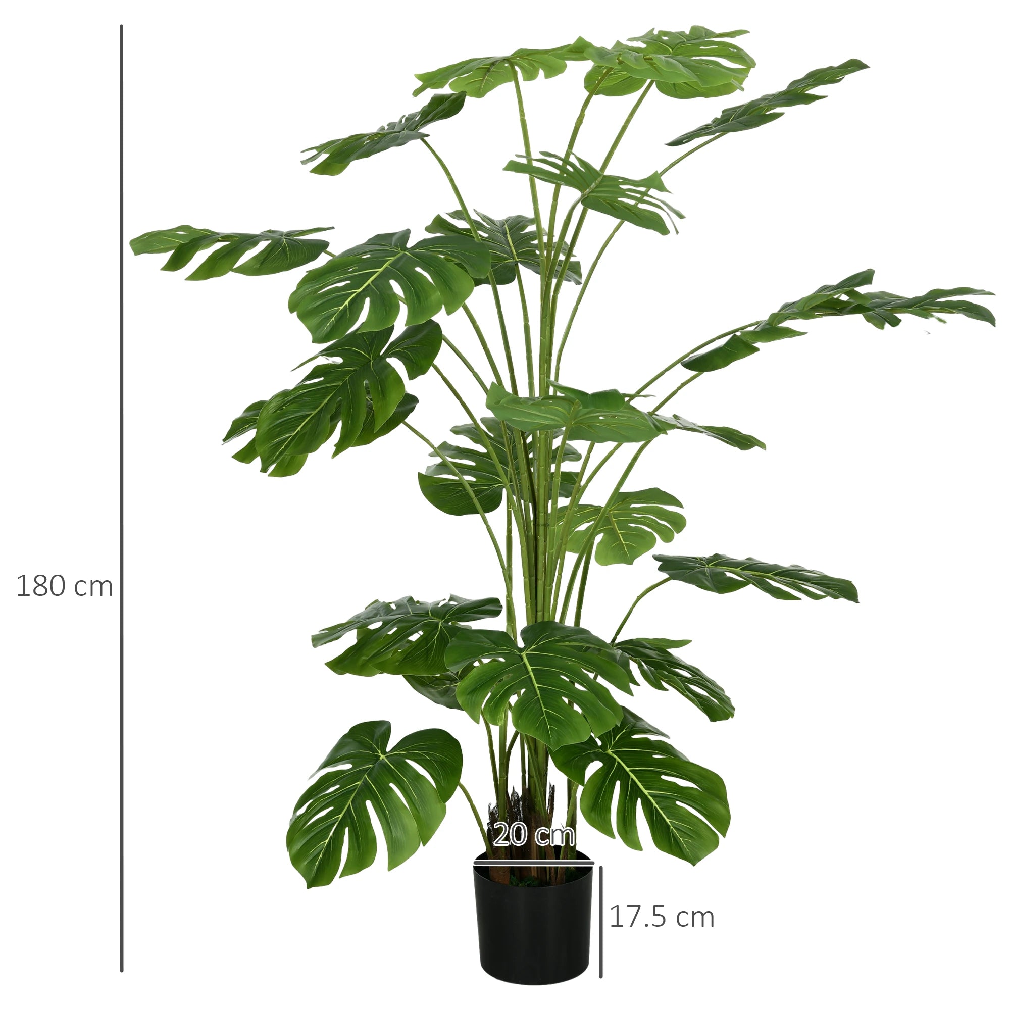 Pianta Artificiale Monstera 180cm  Realistica Interno ed Esterno Vaso Incluso