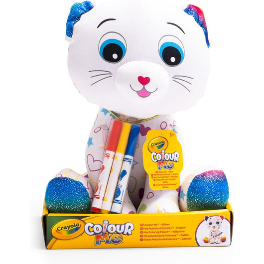 CRAYOLA Colour Me Plush Peluche Colorabile con 3 Pennarelli Gattino Idea Regalo