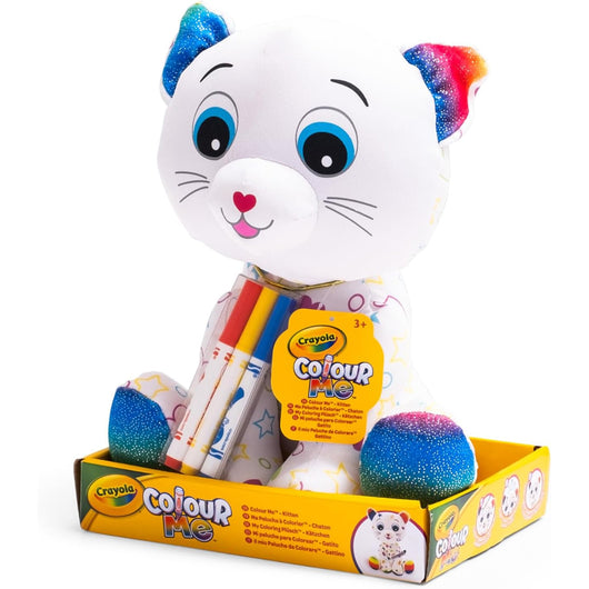 CRAYOLA Colour Me Plush Peluche Colorabile con 3 Pennarelli Gattino Idea Regalo