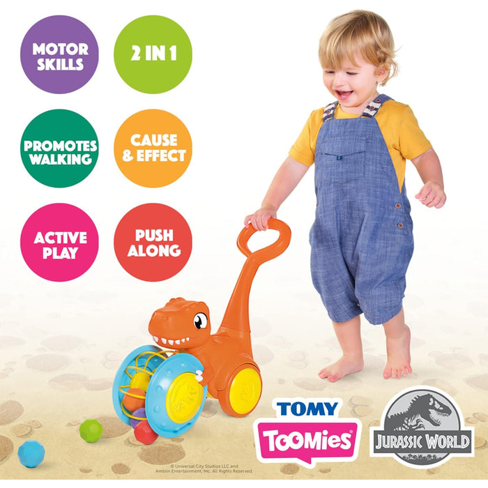 Toomies  Tomy Pic & Push T. Rex Giocattolo per Bambini 12+ mesi Jurassic World