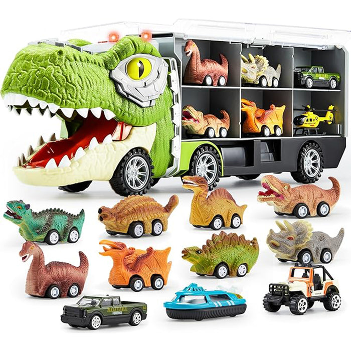 Camion Dinosauro 13 in 1 Giocattolo per Bambini Gioco Idea Regalo con 12 Auto