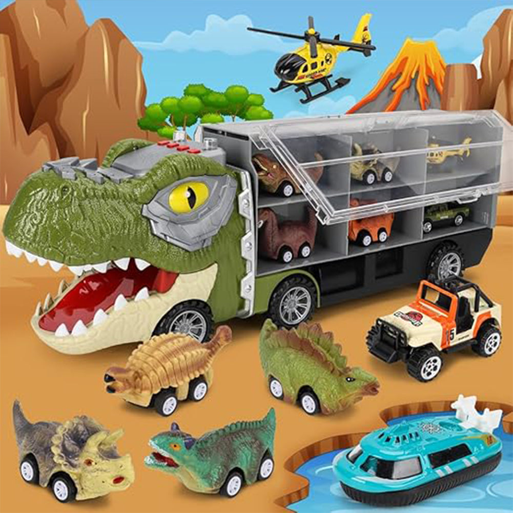 Camion Dinosauro 13 in 1 Giocattolo per Bambini Gioco Idea Regalo con 12 Auto