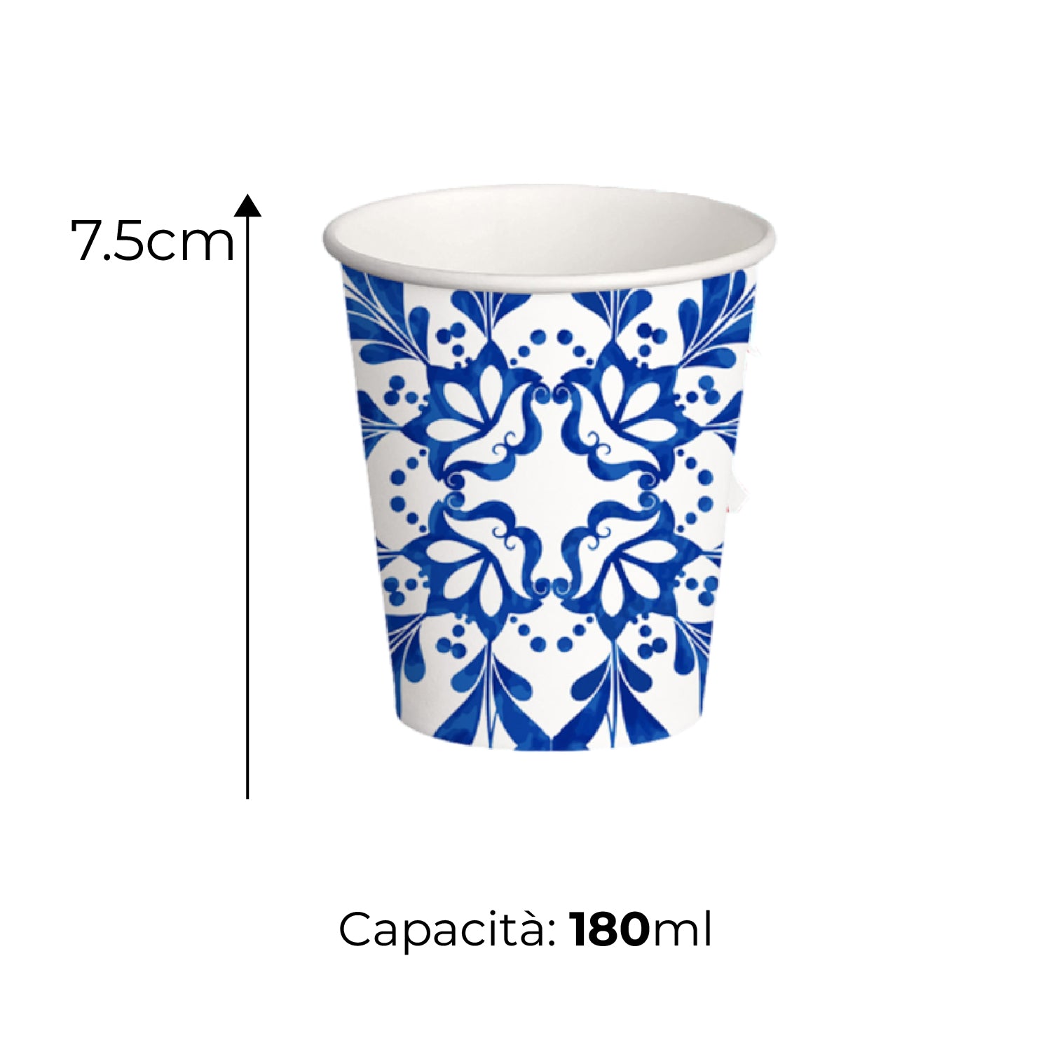 1000 Bicchieri Acqua in Carta 180ml H. 7.5cm Maxi Scorta 100% Biodegradabili