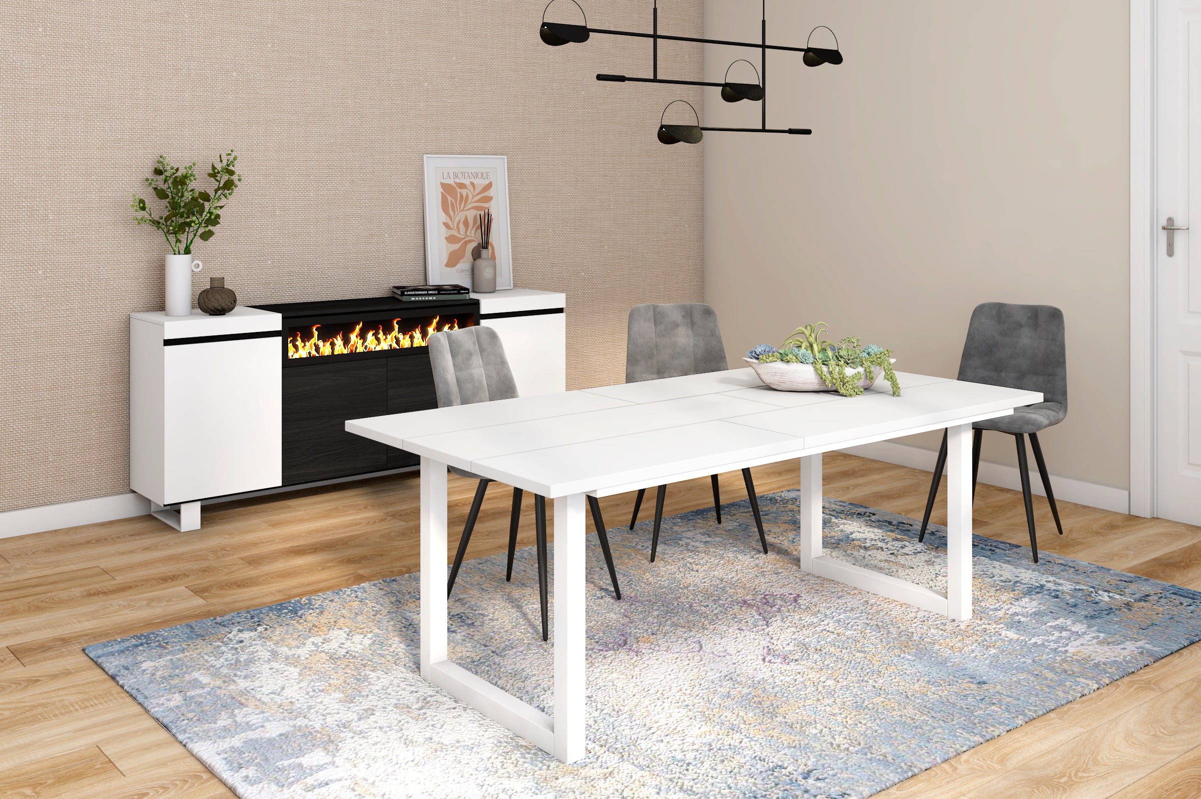 Tavolo da pranzo 10 posti 194x90 cm con gambe in legno design moderno colore Bianco