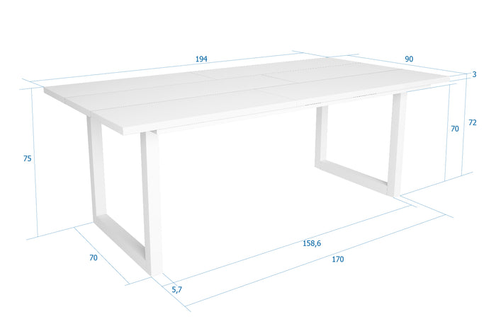 Tavolo da pranzo 10 posti 194x90 cm con gambe in legno design moderno colore Bianco