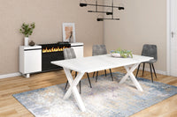 Tavolo da pranzo 10 posti 194x90 cm con gambe in legno stile moderno colore Bianco