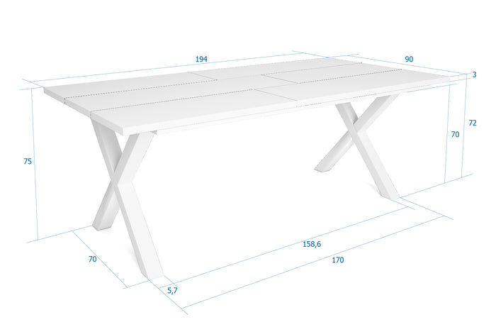 Tavolo da pranzo 10 posti 194x90 cm con gambe in legno stile moderno colore Bianco