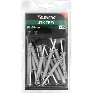 10pz elematic blister tassello jtx tp/v 6x50 con vite 15 pz cod:ferx.1106