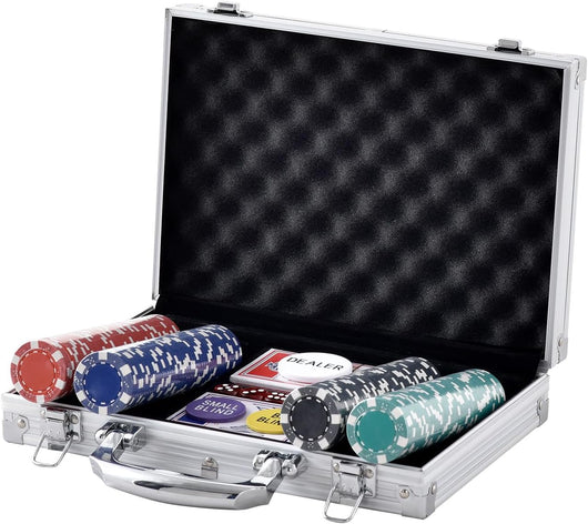 Set Valigetta Poker 200 Chip Fiches in Alluminio 2 Mazzi Texas Hold'em Blackjack