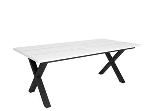 Tavolo da pranzo 10 posti 194x90 cm con gambe in legno stile moderno colore Bianco e Nero