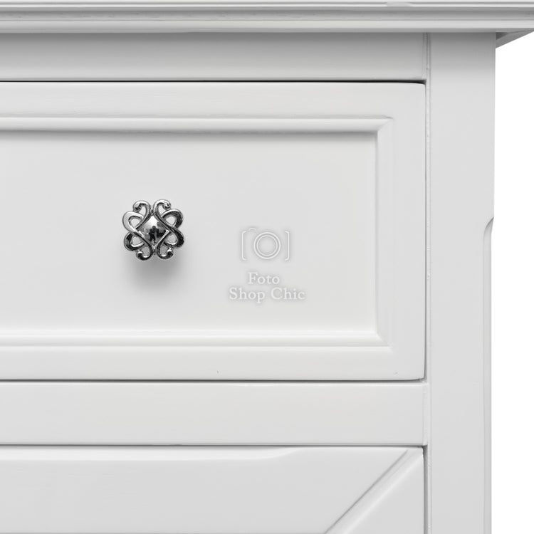 Cassettiera settimino in legno colore bianco shabby 150 cm