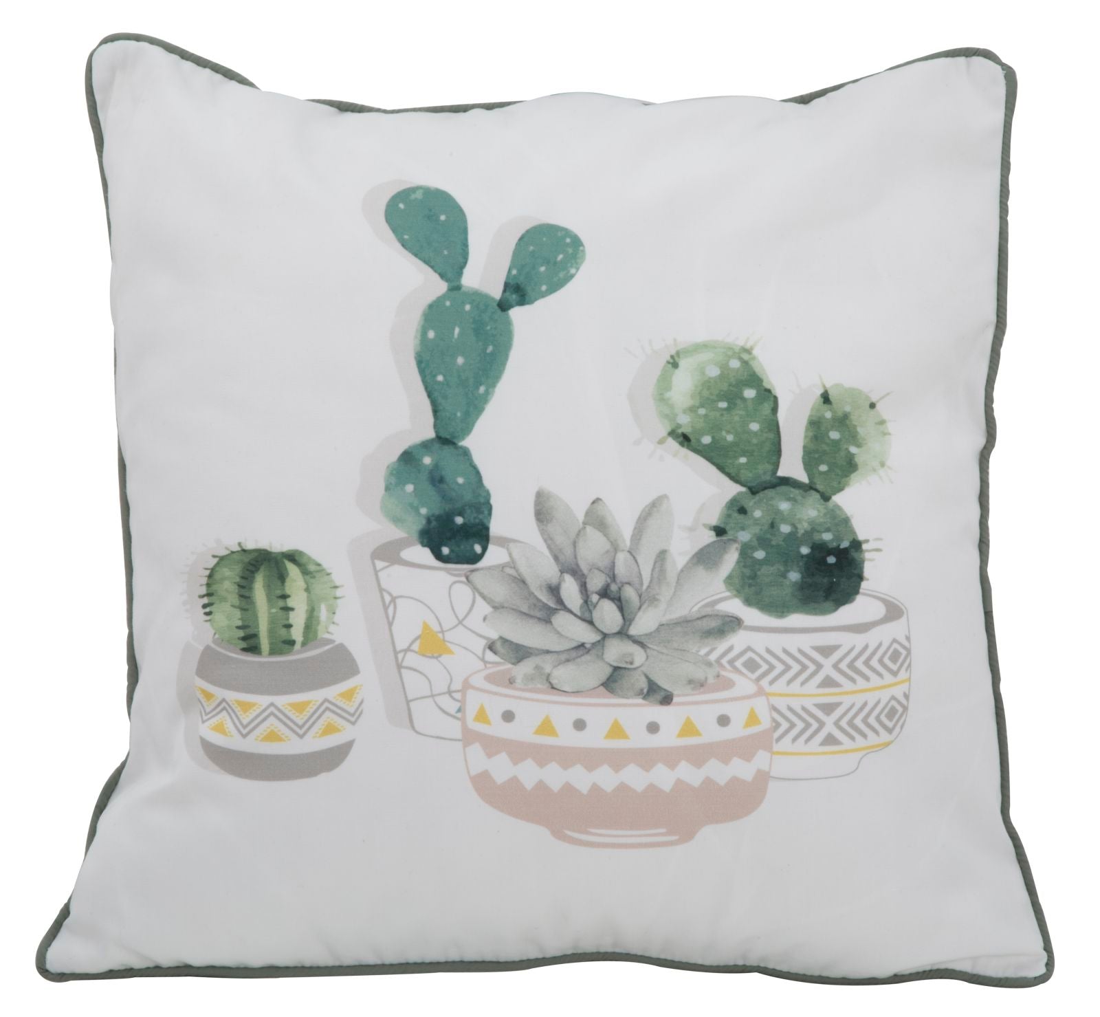 Cuscino Cactus 45x45 cm Poliestere Bianco e Verde