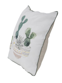 Cuscino Cactus 45x45 cm Poliestere Bianco e Verde