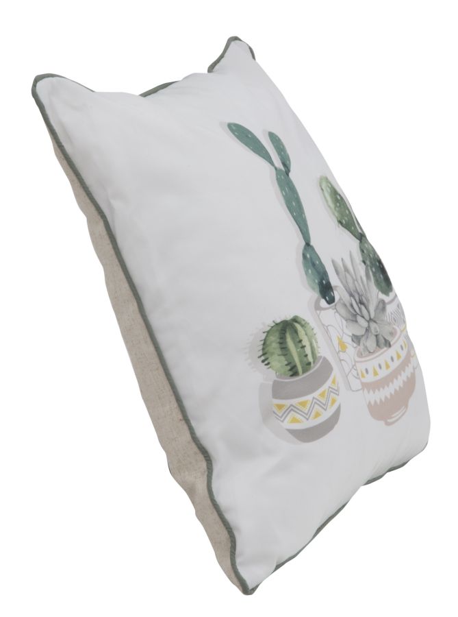 Cuscino Cactus 45x45 cm Poliestere Bianco e Verde