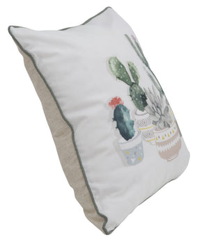 Cuscino Cactus 45x45 cm Poliestere Bianco e Verde