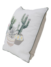 Cuscino Cactus 45x45 cm Poliestere Bianco e Verde