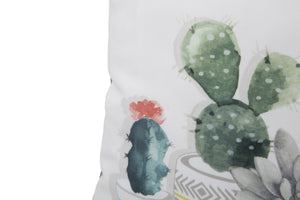 Cuscino Cactus 45x45 cm Poliestere Bianco e Verde