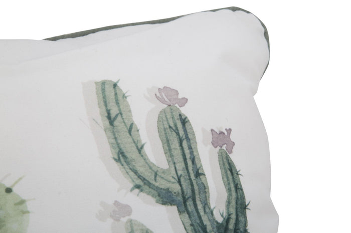 Cuscino Cactus 45x45 cm Poliestere Bianco e Verde