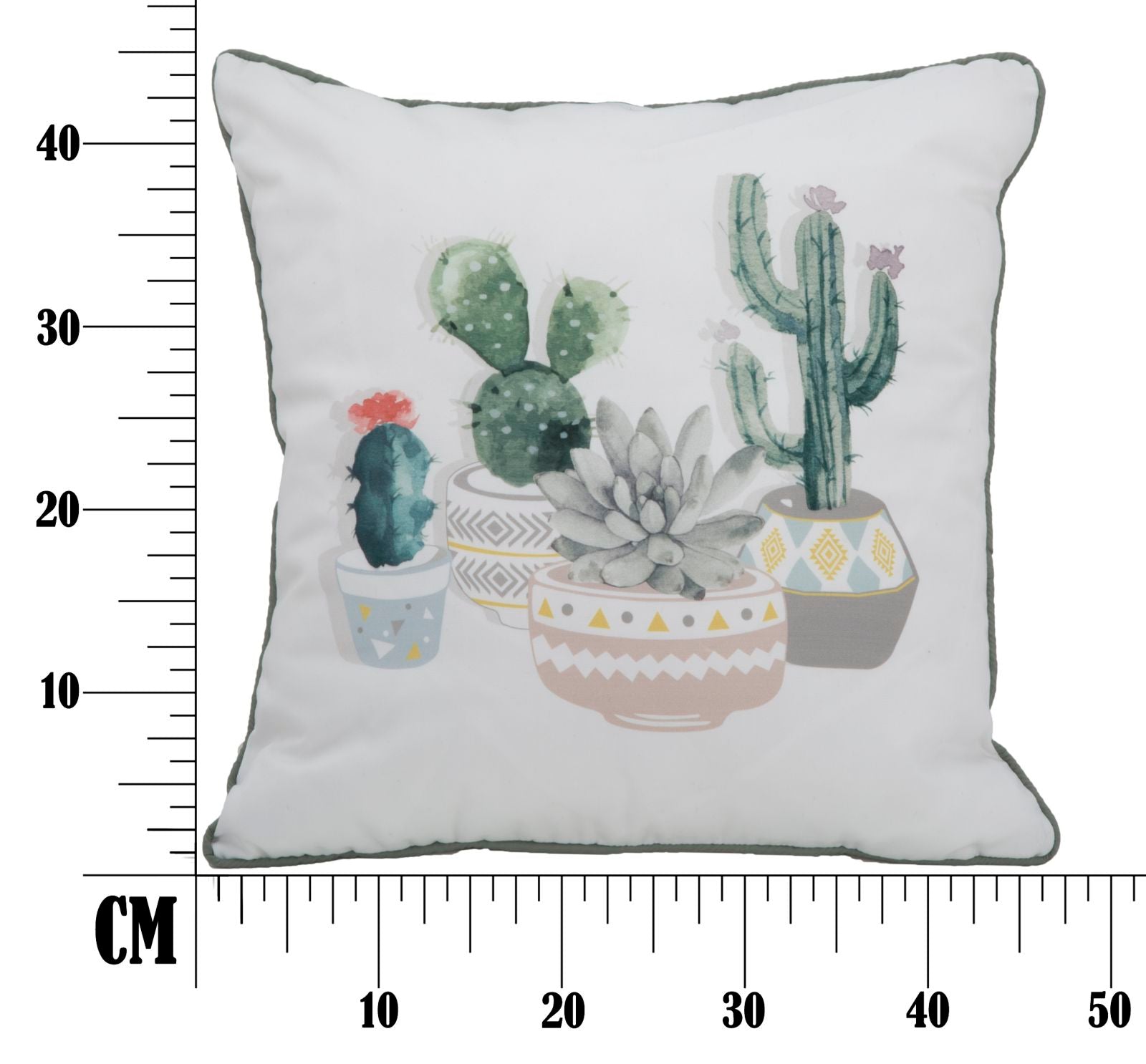 Cuscino Cactus 45x45 cm Poliestere Bianco e Verde