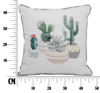 Cuscino Cactus 45x45 cm Poliestere Bianco e Verde