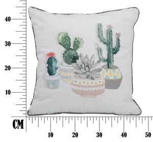 Cuscino Cactus 45x45 cm Poliestere Bianco e Verde