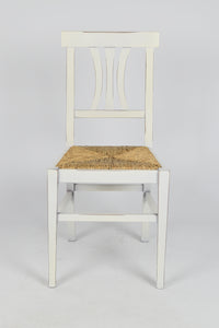 Set 2 sedie Artemisia Tommychairs Shabby Chic, struttura in faggio anticata artigianalmente a mano, seduta in paglia