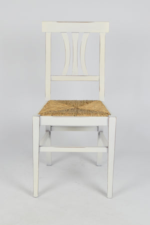 Sedia Artemisia Tommychairs Shabby Chic, struttura in faggio anticata artigianalmente a mano, seduta in paglia