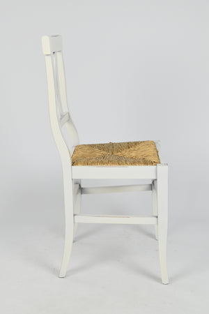 Sedia Artemisia Tommychairs Shabby Chic, struttura in faggio anticata artigianalmente a mano, seduta in paglia