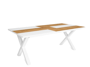 Tavolo da pranzo 10 posti 194x90 cm con gambe in legno a X colore Rovere e Bianco