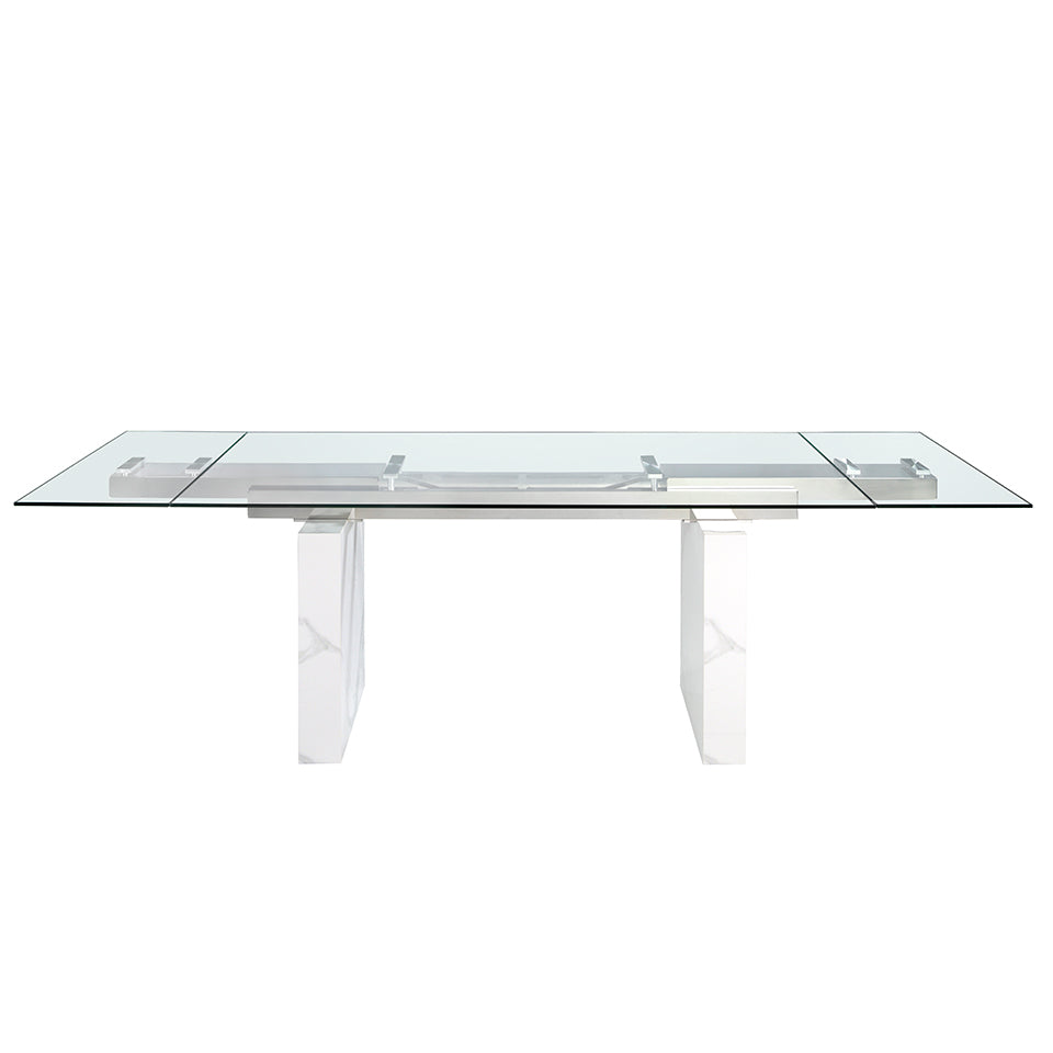 Tavolo da pranzo 180 x 90 x 77 cm allungabile rettangolare vetro temperato